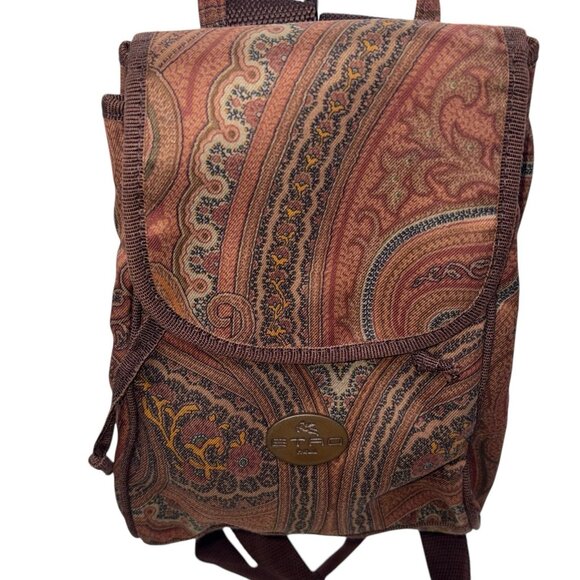 ETRO Mini Backpack Bag All-over Paisley Pattern Nylon Brown main image 8